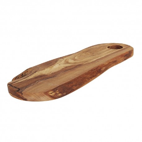 Forma alargada original de tabla para tapas fabricada en madera de olivo